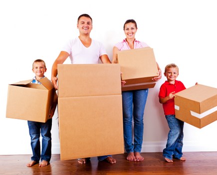 Removal truck and movers handling a local move in Harold Park
