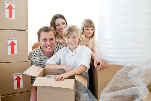 Boxes and household items loaded for transport during a move